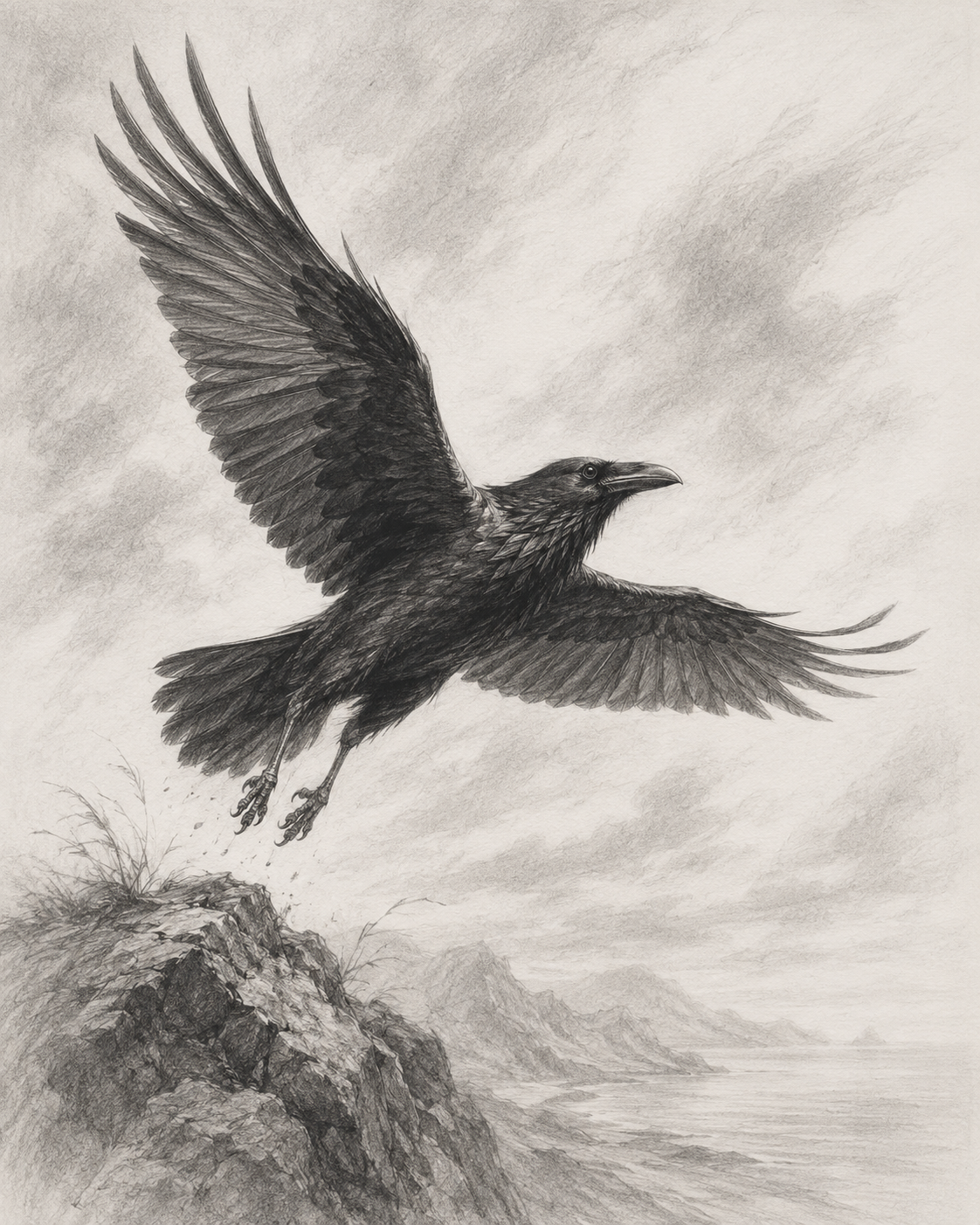 Crow sketch hero background